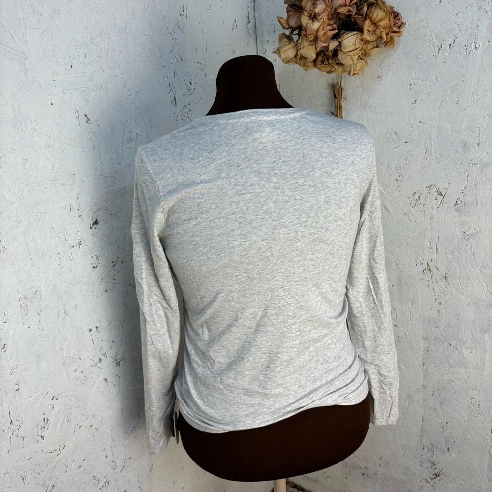 Lululemon Organic Cotton Crew Neck Long Sleeve Heathered Grey Tee Small